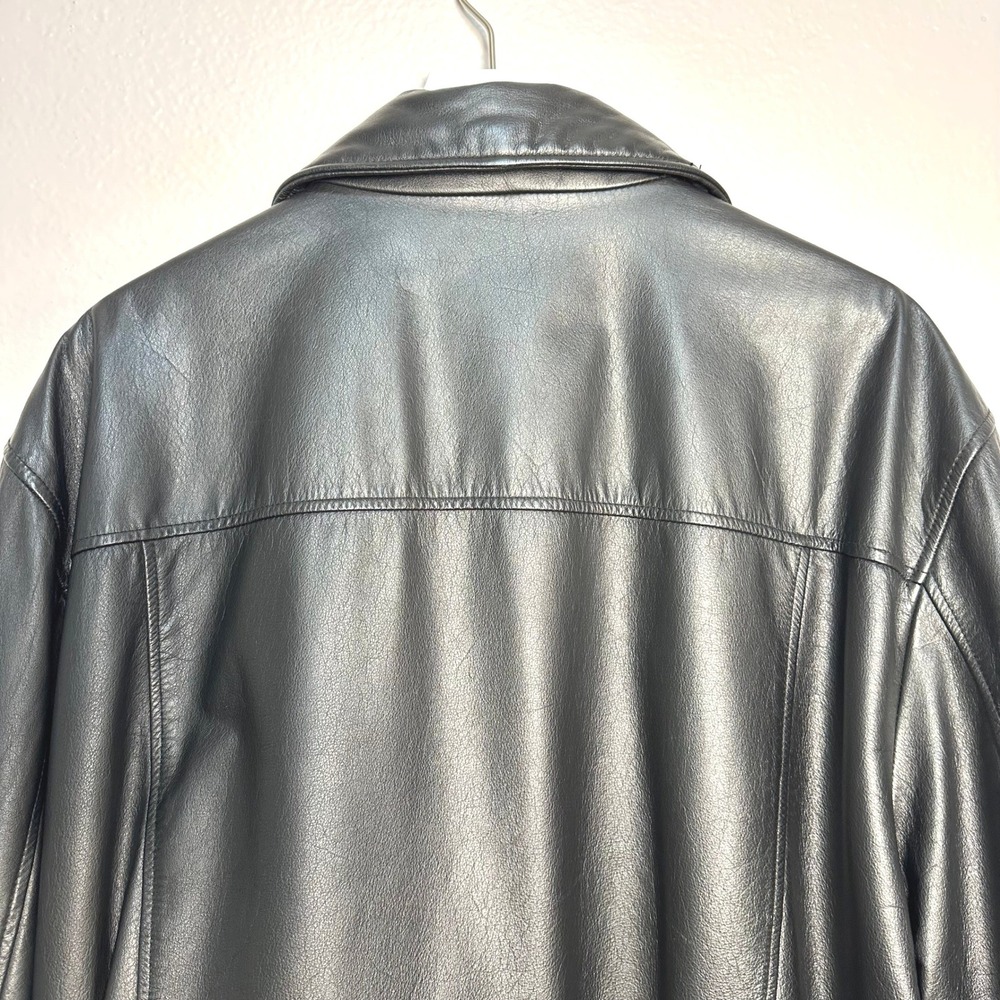 Vintage Charles Klein Mens Black Leather Bomber Jacket XXL Full Zip Outerwear - Picture 12 of 13